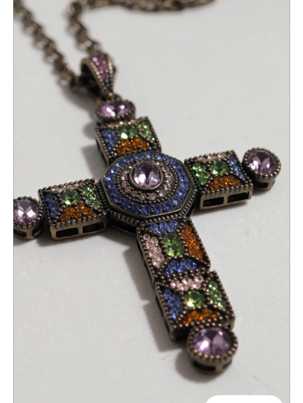 Large Crystal Cross Pendant Long Necklace - Women Jewelry Multi Color